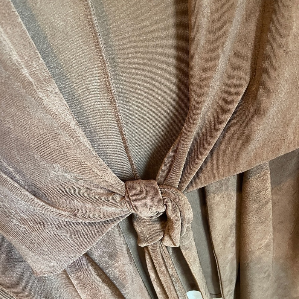 NWT Chico’s Travelers Women’s longline tie cardigan deep rum caramel SZ 8-10 - Picture 9 of 10